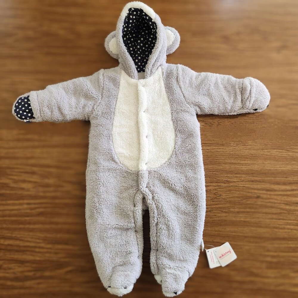 Koala Bear Winter Fleece Jumper Warmer NEW For 12 - 18 months Gray NWT Hoodie